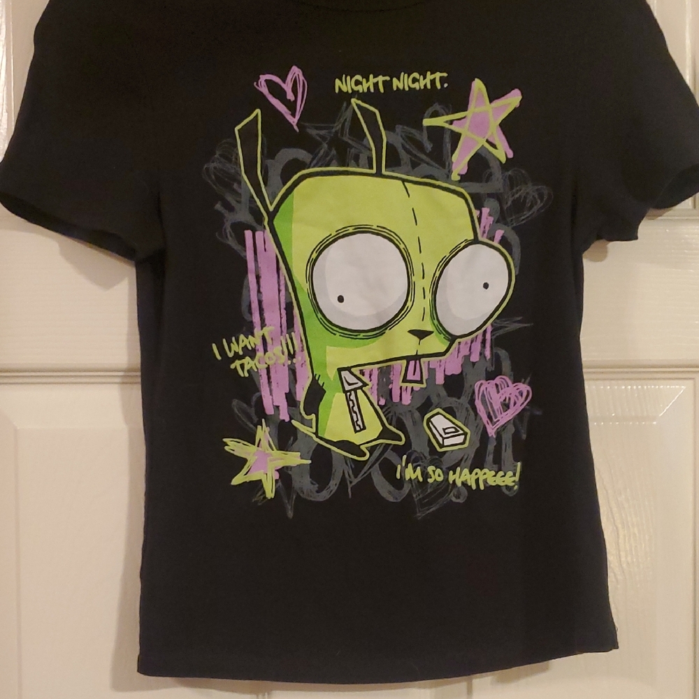 Ripple Junction Black Tee with Green and Purple Graphic